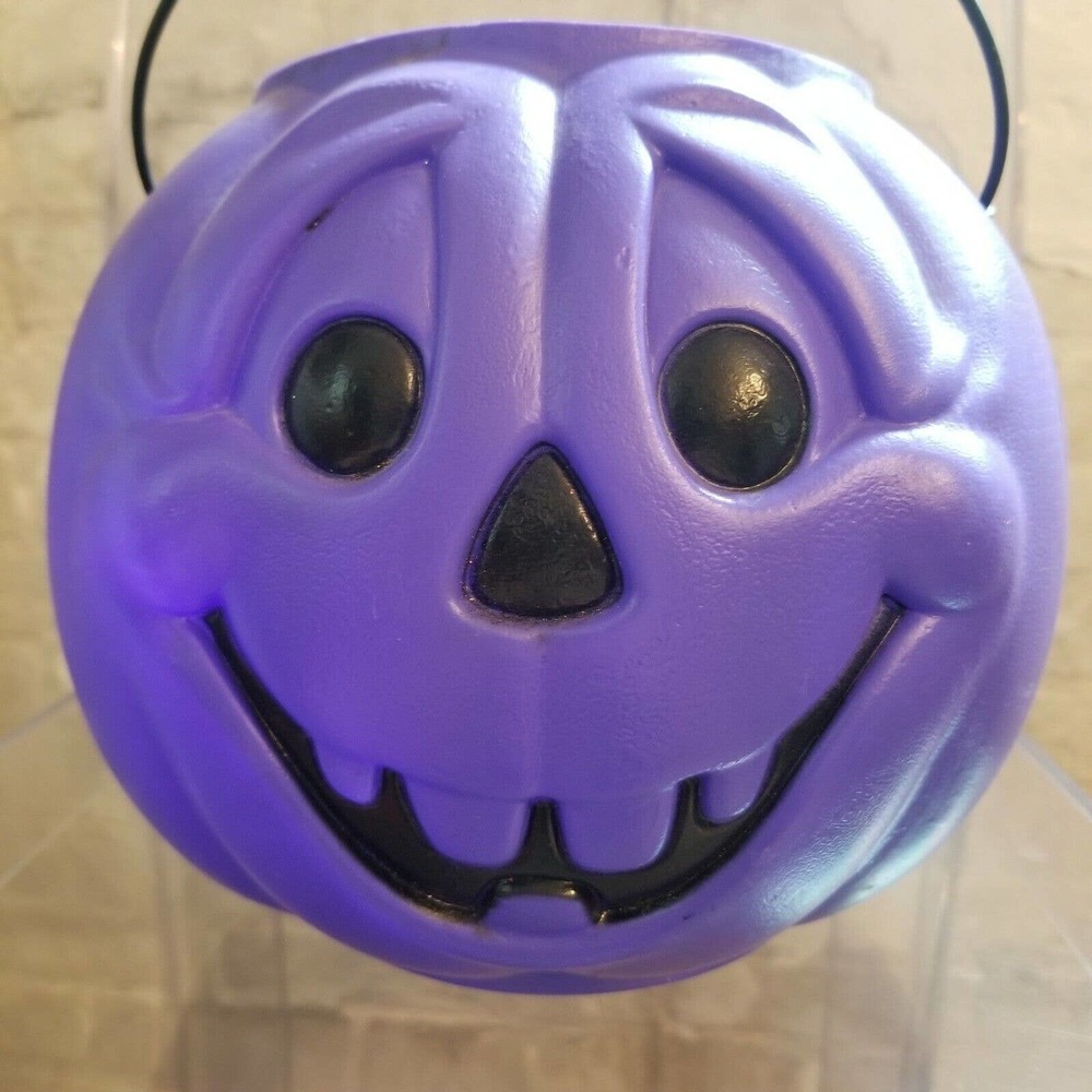 Vintage Halloween General Foam Plastic Purple Pumpkin Candy Pail Bucket